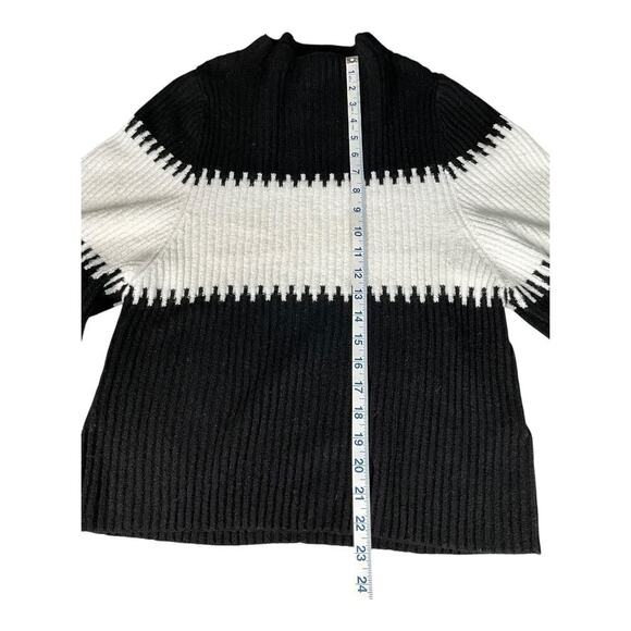 French Connection New Without Tag Black & White Sweater Medium Mock Turtle Neck - Picture 9 of 11